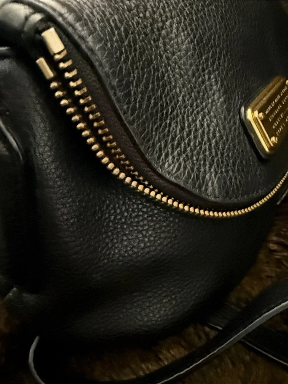 Marc by Marc Jacobs Black Leather Crossbody with Gold Plate